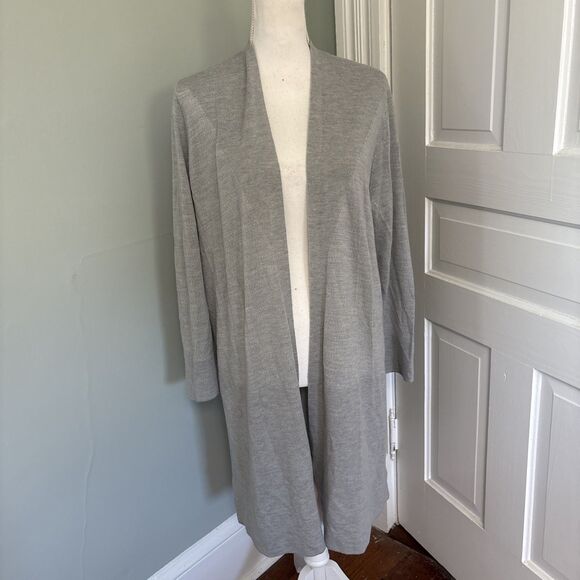 Talbots Pure Merino Wool Open Front Cardigan Gray Size Small - Picture 1 of 5